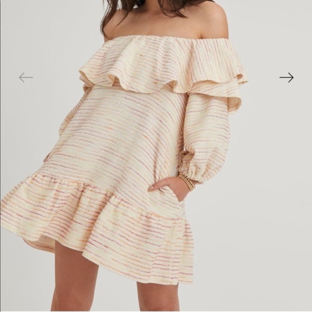 NWT Something Navy Tiered Long Sleeve Ruffle Mini Dress